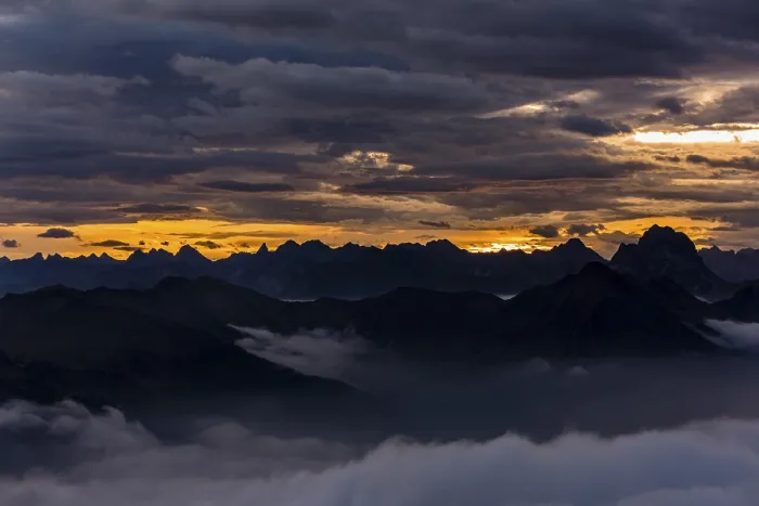 Framed Print : Bregenzerwald Mountains with Clouds Below Print, Austria Framed Print : Bregenzerwald Mountains with Clouds Below Print, Austria