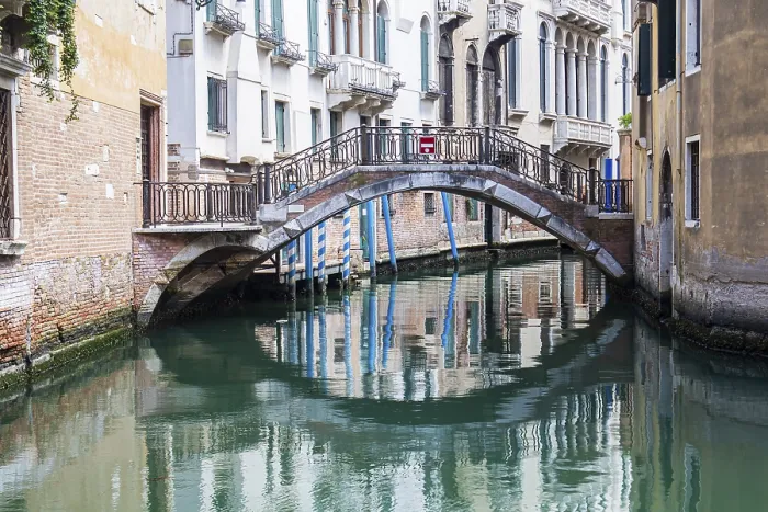 Framed Print : Bridge with Reflection in Canal Print, Venice, Italy Framed Print : Bridge with Reflection in Canal Print, Venice, Italy