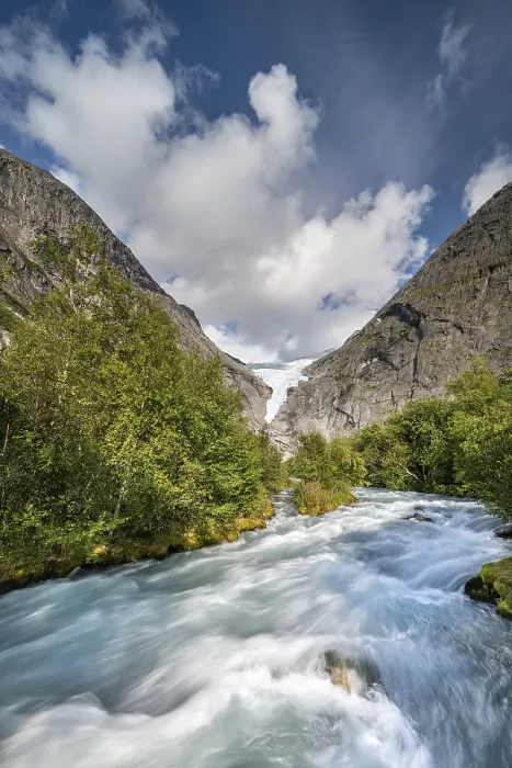 Framed Print : Briksdalselva Glacier River Print, Norway Framed Print : Briksdalselva Glacier River Print, Norway