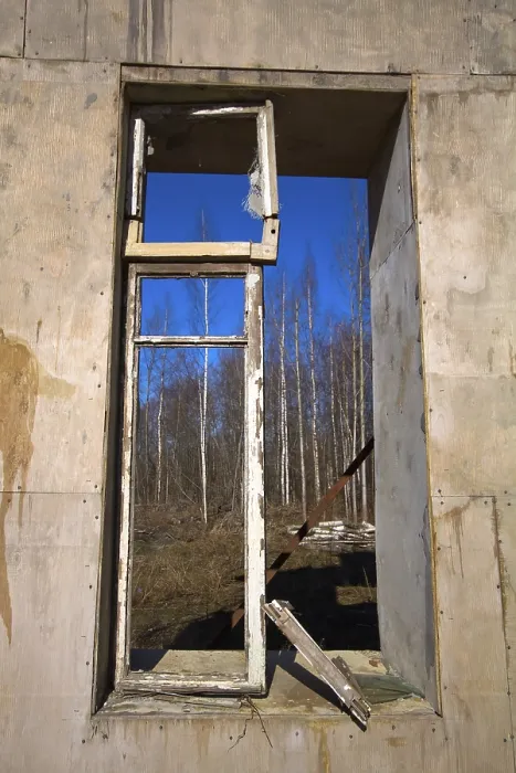 Framed Print : Collapsed House Print: Broken Window in Wall Framed Print : Collapsed House Print: Broken Window in Wall