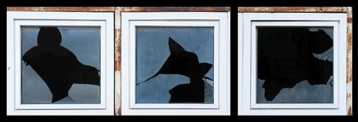 Framed Print : Broken Windows Print with White Frames Framed Print : Broken Windows Print with White Frames
