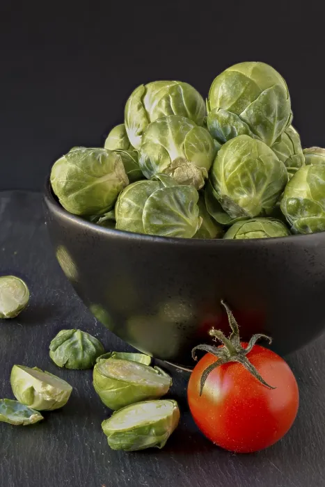 Framed Print : Brussels Sprouts Print Against Black Background Framed Print : Brussels Sprouts Print Against Black Background