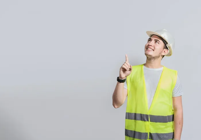 Framed Print : Builder Engineer Pointing to the Right Print