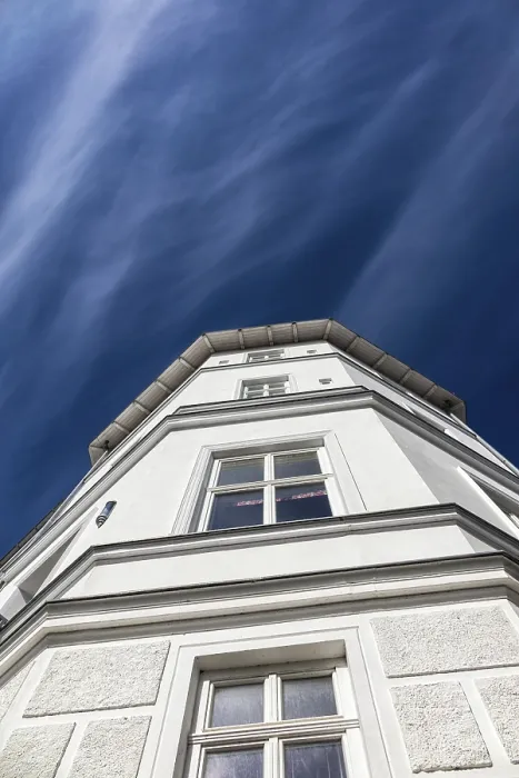 Framed Print : Blue Sky Front of a Building Print Framed Print : Blue Sky Front of a Building Print