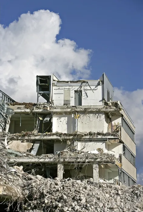 Framed Print : Building Demolition Print: Debris and Ruin Framed Print : Building Demolition Print: Debris and Ruin