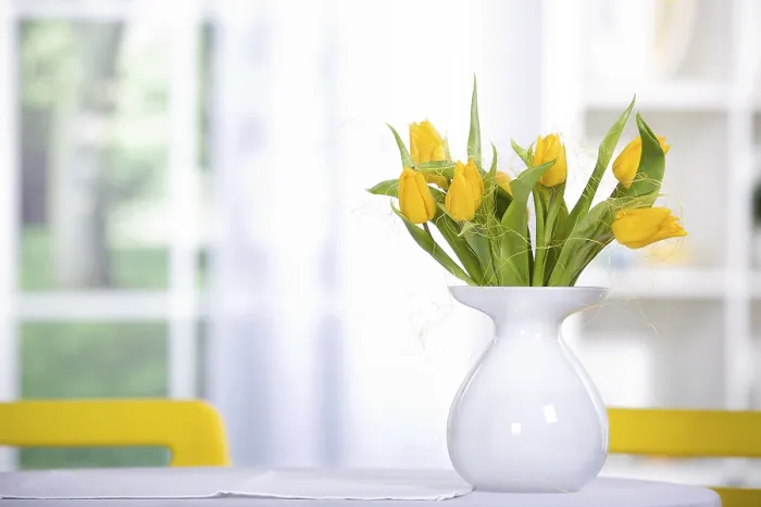 Framed Print : Tulips on Kitchen Table Print