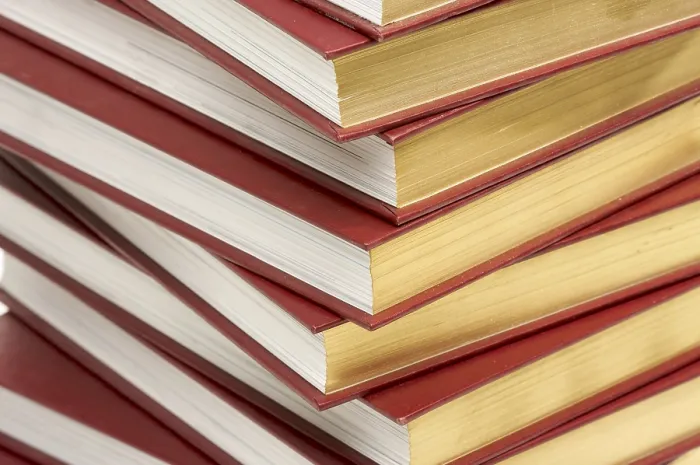 Framed Print : Burgundy Covered Book Stack Print