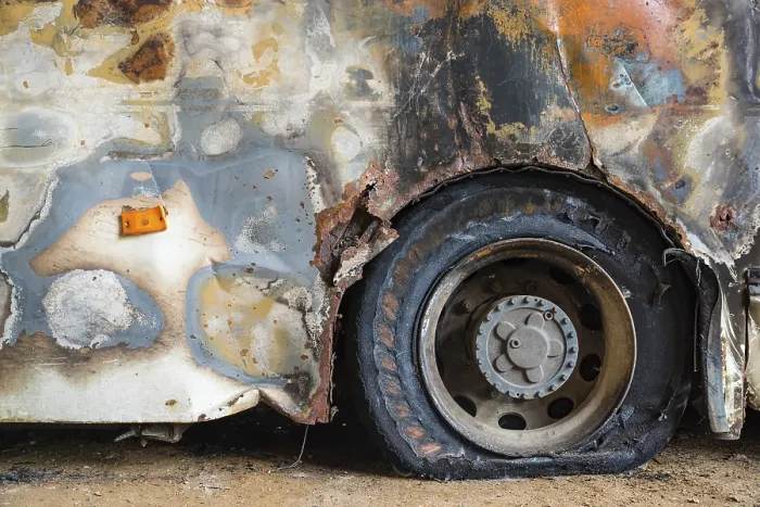 Framed Print : Burned Down Bus Print: Damaged Exterior Framed Print : Burned Down Bus Print: Damaged Exterior