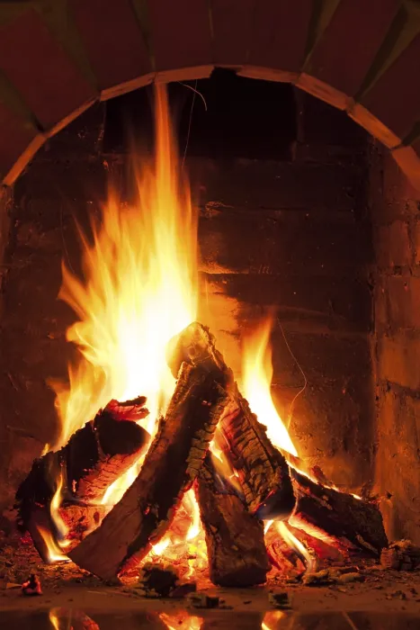 Framed Print : Burning Fire in Brick Fireplace Print Framed Print : Burning Fire in Brick Fireplace Print