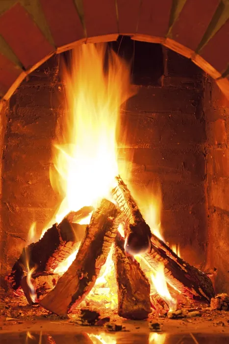 Framed Print : Burning Fire in Brick Fireplace Print Framed Print : Burning Fire in Brick Fireplace Print