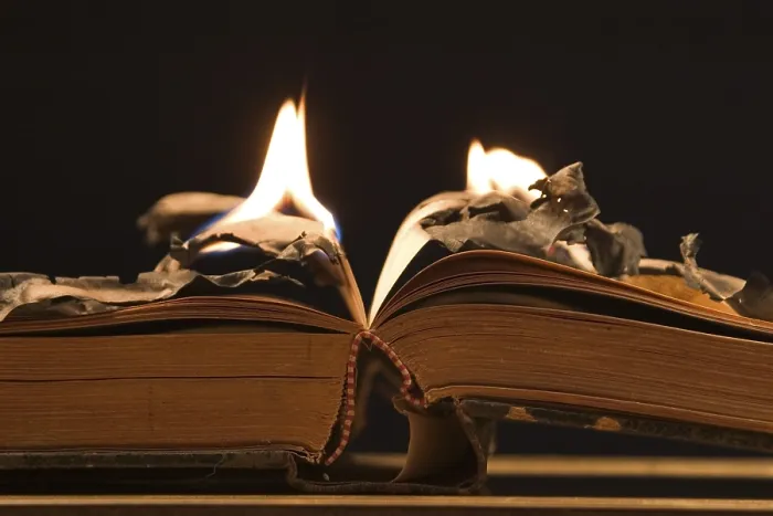 Framed Print : Burning Old Book Print Framed Print : Burning Old Book Print