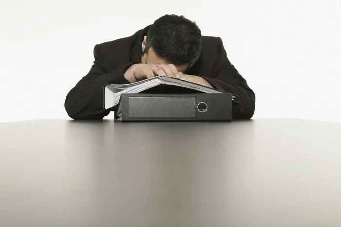 Framed Print : Businessman Sleeping on Stack of Files Print Framed Print : Businessman Sleeping on Stack of Files Print