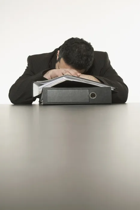 Framed Print : Businessman Sleeping on Stack of Files Print Framed Print : Businessman Sleeping on Stack of Files Print