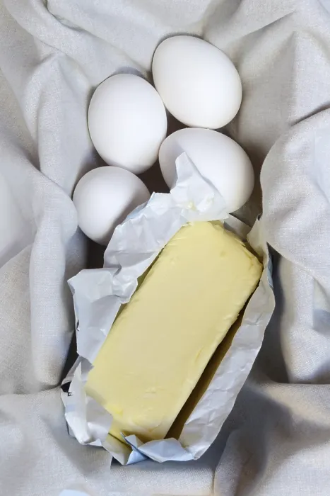 Framed Print : Butter and Eggs in Opened Packaging Print Framed Print : Butter and Eggs in Opened Packaging Print