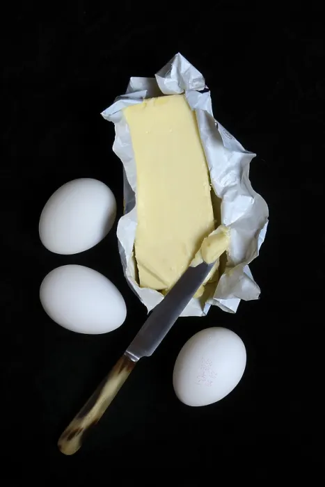 Framed Print : Butter and Eggs in Opened Packaging Print Framed Print : Butter and Eggs in Opened Packaging Print