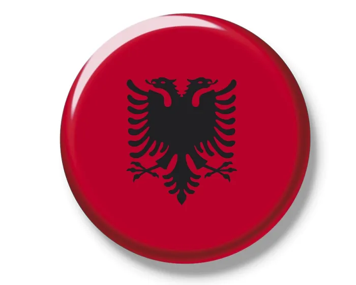 Framed Print : Button, Flag of Albania Print Framed Print : Button, Flag of Albania Print
