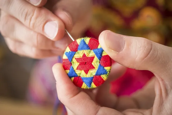 Framed Print : Button Maker Cutting Finishing Star Pattern Print Framed Print : Button Maker Cutting Finishing Star Pattern Print