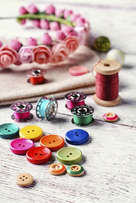 Framed Print : Colourful Buttons Print for Needlework