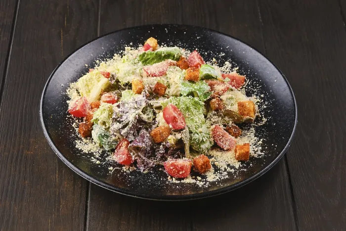 Framed Print : Print of Classic Caesar Salad with Fresh Vegetables Framed Print : Print of Classic Caesar Salad with Fresh Vegetables