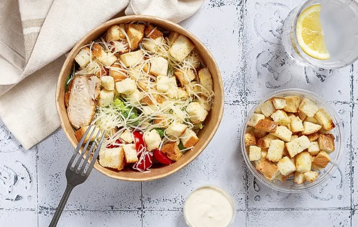 Framed Print : ImageBROKER Print: Caesar Salad in Paper Container Framed Print : ImageBROKER Print: Caesar Salad in Paper Container