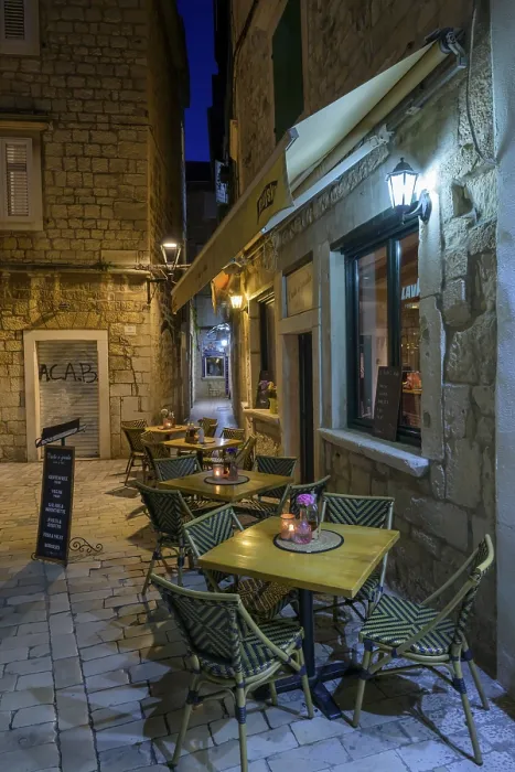 Framed Print : Empty Cafe Print, Trogir, Croatia Framed Print : Empty Cafe Print, Trogir, Croatia