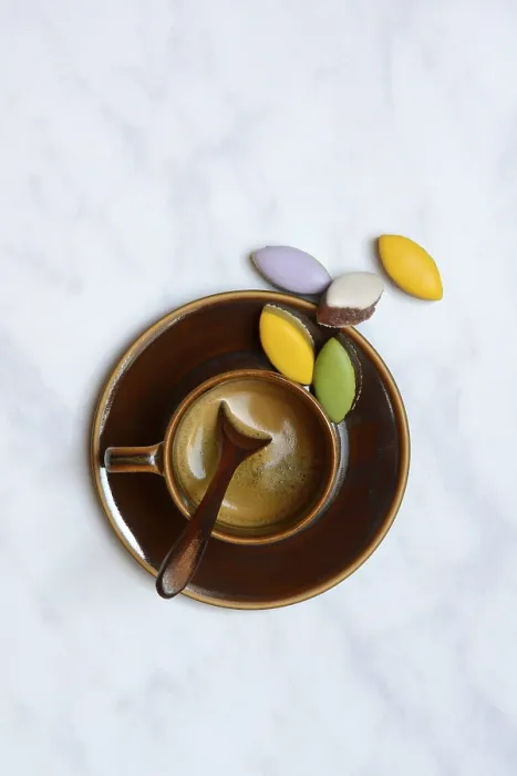 Framed Print : Calisson d'Aix and cup of coffee Print Framed Print : Calisson d'Aix and cup of coffee Print