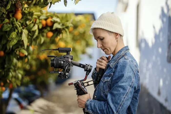 Framed Print : Camera Operator with Movie Setup including Gimbal, Print Framed Print : Camera Operator with Movie Setup including Gimbal, Print