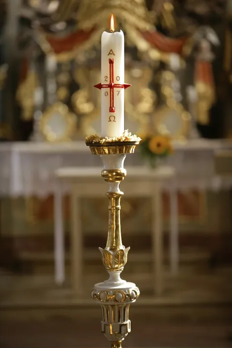 Framed Print : Candle Burning in Front of an Altar Print Framed Print : Candle Burning in Front of an Altar Print