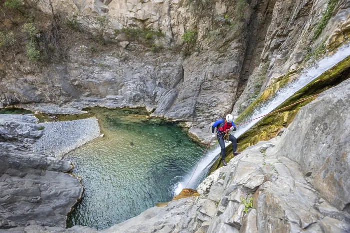 Framed Print : A Canyoneer Rappels in Matacanes, Mexico Print Framed Print : A Canyoneer Rappels in Matacanes, Mexico Print