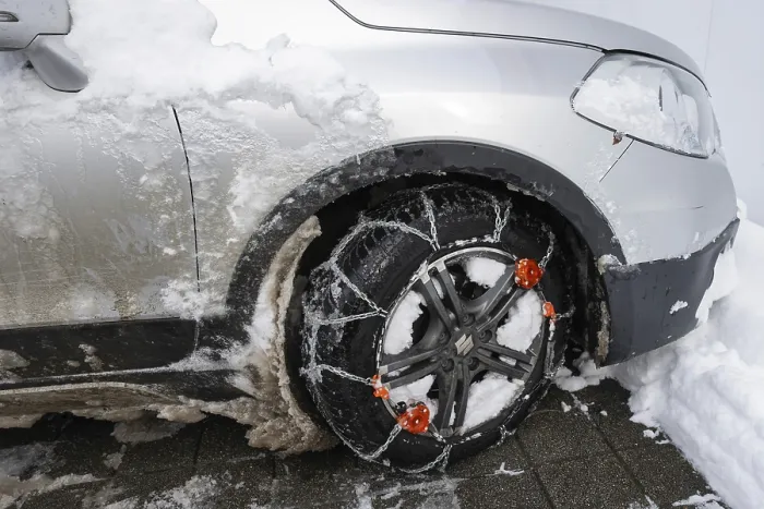 Framed Print : Car Snow Chains Print - Winter Traction Framed Print : Car Snow Chains Print - Winter Traction