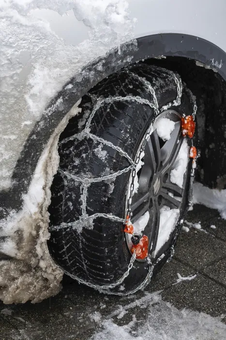 Framed Print : Car Snow Chains Print Framed Print : Car Snow Chains Print
