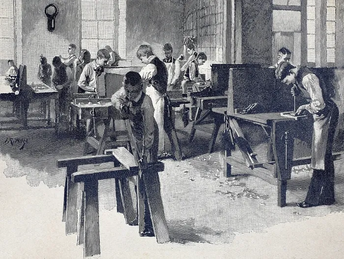 Framed Print : Historic Carpenter's Workshop Print, 1890 Germany Framed Print : Historic Carpenter's Workshop Print, 1890 Germany