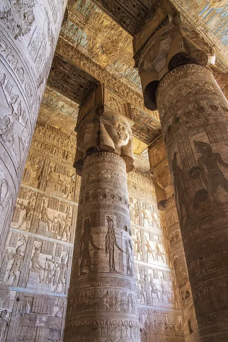 Framed Print : Dendera Temple Interior Carvings Print Framed Print : Dendera Temple Interior Carvings Print