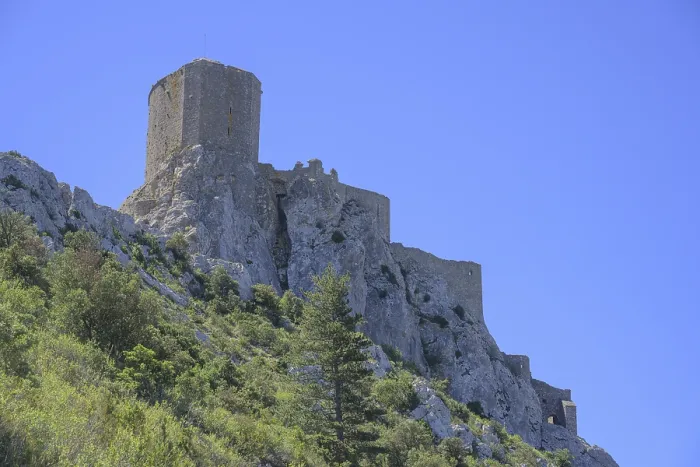 Framed Print : Cathar Castle Queribus Print, Aude France