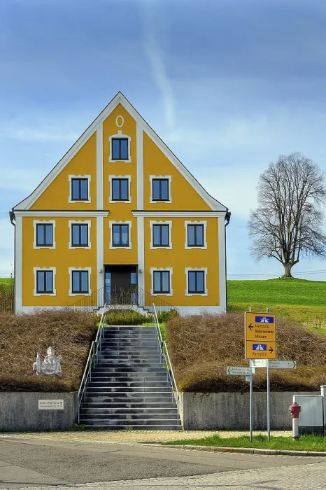 Framed Print : Waltenhofen Catholic Rectory Yellow Facade Print
