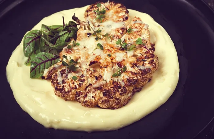 Framed Print : Cauliflower Steak with Mashed Potatoes Print Framed Print : Cauliflower Steak with Mashed Potatoes Print