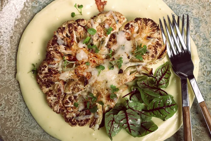 Framed Print : Cauliflower Steak with Mashed Potatoes Print Framed Print : Cauliflower Steak with Mashed Potatoes Print