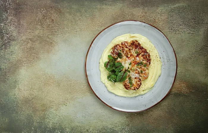 Framed Print : Cauliflower Steak with Mashed Potatoes Print Framed Print : Cauliflower Steak with Mashed Potatoes Print