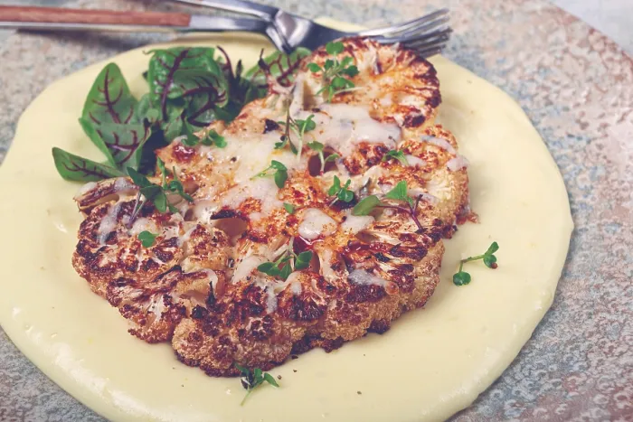 Framed Print : Cauliflower Steak with Mashed Potatoes Print Framed Print : Cauliflower Steak with Mashed Potatoes Print