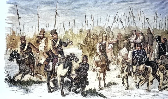 Framed Print : Russian Cossack Cavalry Unit Print, 18th-19th Century Framed Print : Russian Cossack Cavalry Unit Print, 18th-19th Century