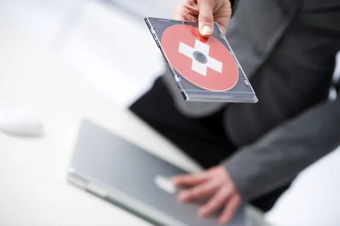 Framed Print : Swiss Flag Print on CD from imageBROKER Framed Print : Swiss Flag Print on CD from imageBROKER