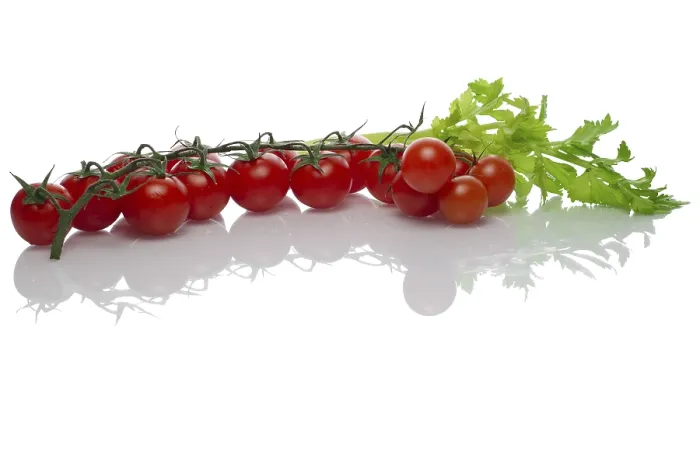 Framed Print : Celery and Tomato Print with Reflection Framed Print : Celery and Tomato Print with Reflection