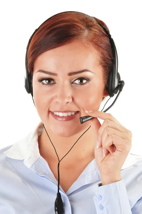 Framed Print : Call Center Operator Print: Isolated on White Background