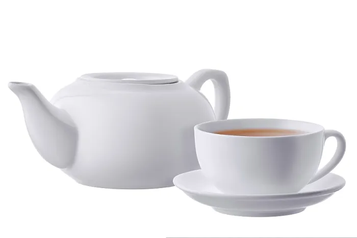 Framed Print : Ceramic Tea Set Print on White Background Framed Print : Ceramic Tea Set Print on White Background