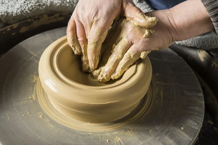 Framed Print : Ceramic Workshop Print: Hands on Pottery Wheel Framed Print : Ceramic Workshop Print: Hands on Pottery Wheel