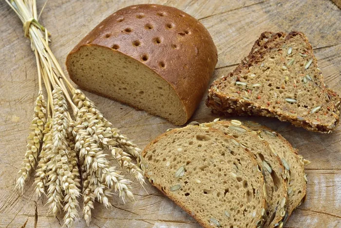 Framed Print : Cereal, Wheat and Bread Print on Wooden Table Framed Print : Cereal, Wheat and Bread Print on Wooden Table