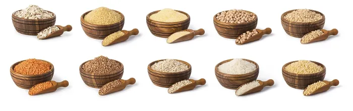 Framed Print : Cereals Set Print Isolated on White Background Framed Print : Cereals Set Print Isolated on White Background