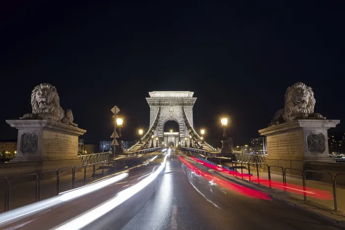 Framed Print : The Chain Bridge in Budapest Evening Print, Hungary