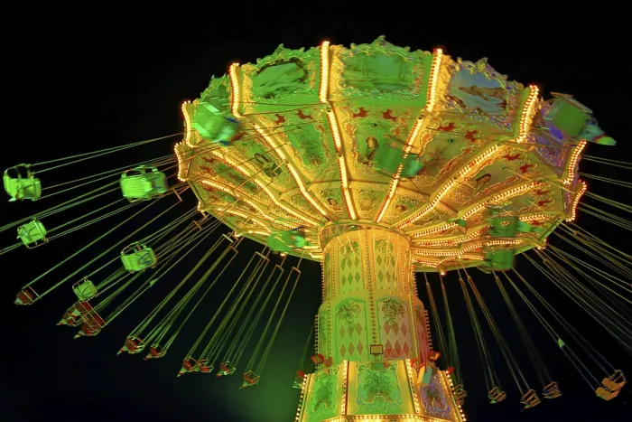 Framed Print : Chain Carousel in the Evening Print Framed Print : Chain Carousel in the Evening Print