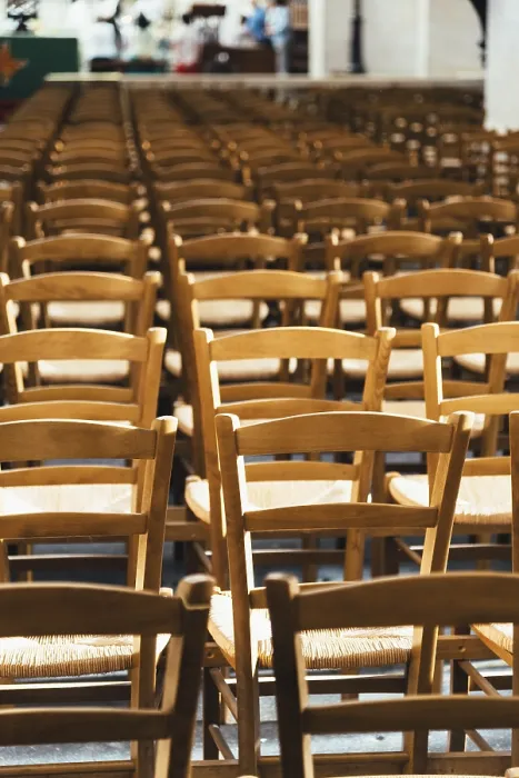 Framed Print : Empty Church Chairs Print: Seating Pattern Framed Print : Empty Church Chairs Print: Seating Pattern